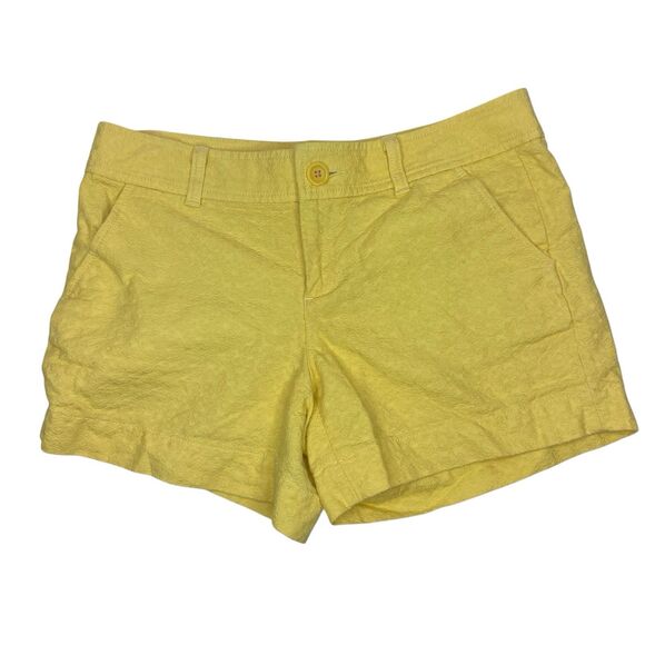 Lilly Pulitzer Shorts Yellow w/ Textured Pattern 100% Cotton Women’s Size 6 - Picture 1 of 11